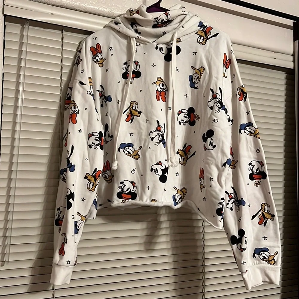 NWOT Disney fleece cream cropped turtleneck-hoodie size:XL - Picture 1 of 5